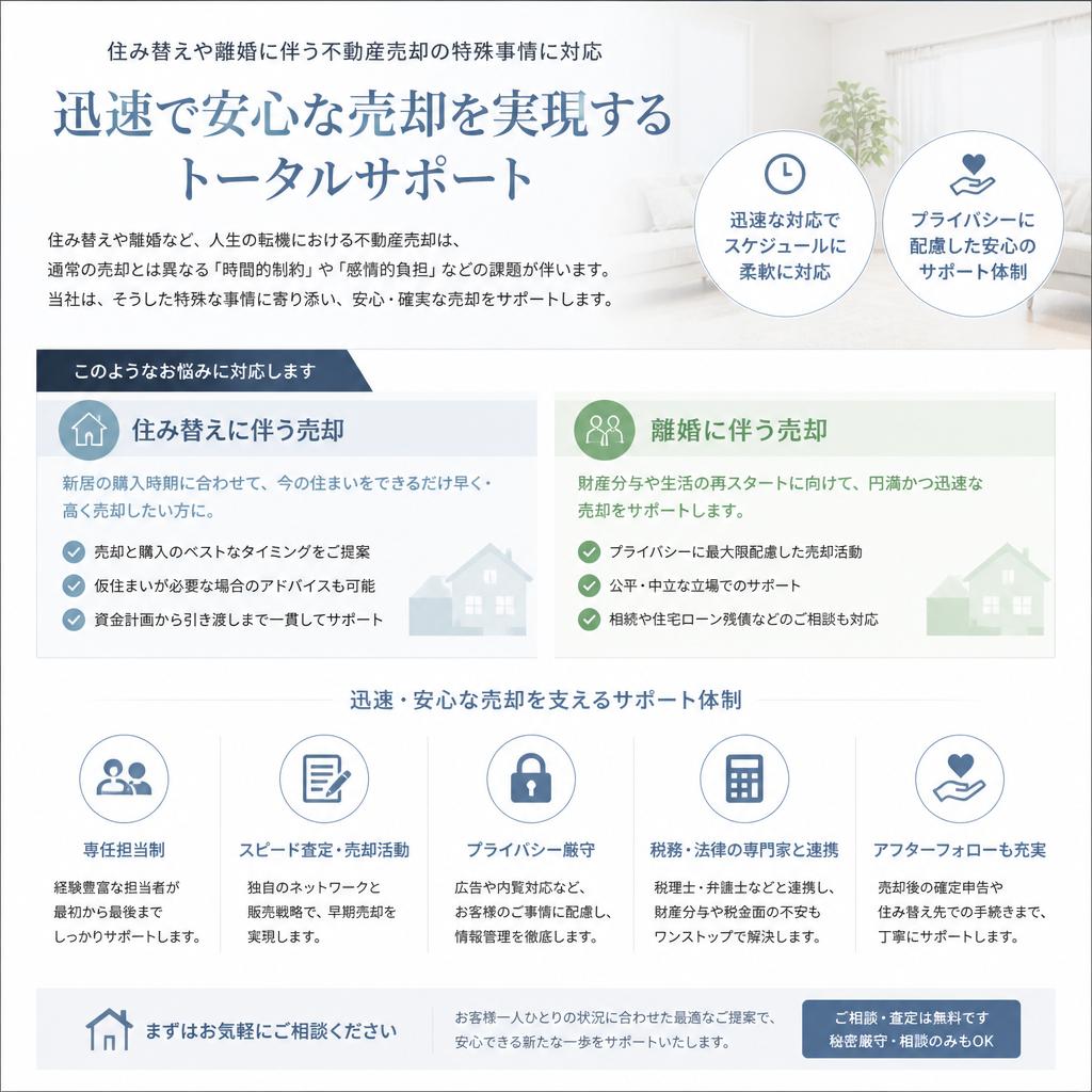 住み替えや離婚時の売却支援