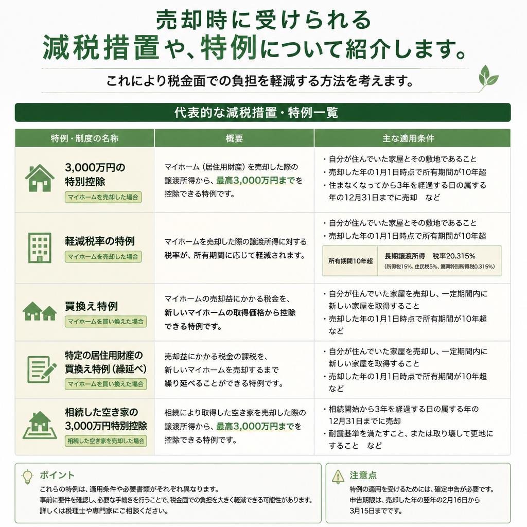 減税措置と譲渡所得控除に関する特例